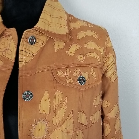 Parsley & Sage Brown/Tan Embroidered Jacket MD - Picture 4 of 16